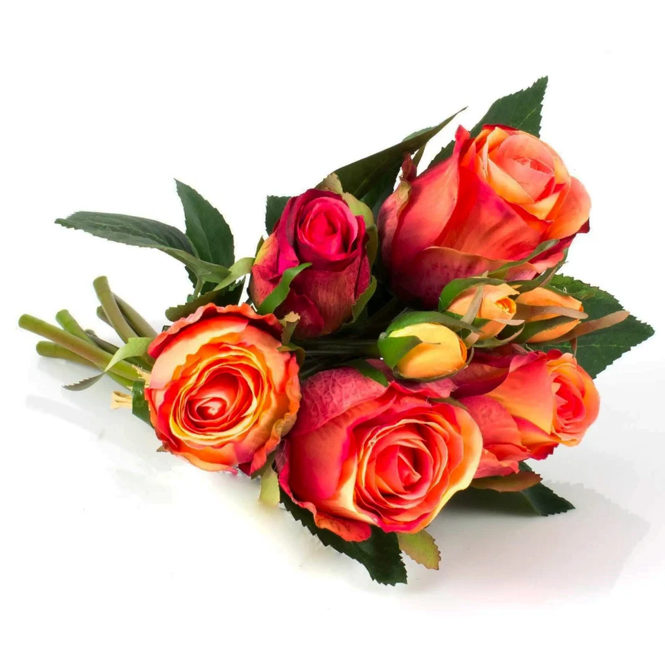 Planta Artificial Ramo De Rosas Mixto De Color Rojo Rosa Altura 30cm - Imagen 1 de 1