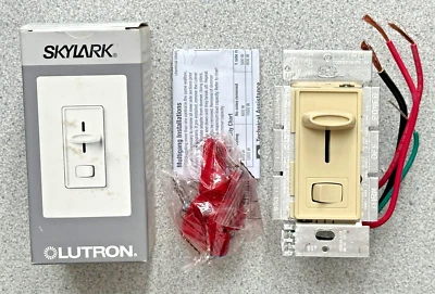 NUEVO Lutron S-103P-IV Skylark 1000 W atenuador deslizante de 3 vías con interruptor de encendido/apagado marfil Foto 1 de 4