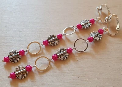 OHRCLIPS CLIPS VERSILBERT LANG PERLEN PINK - Bild 1 von 2