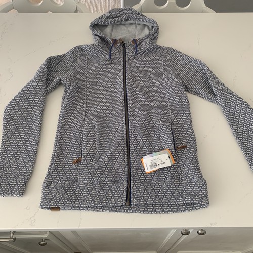 OFF WHITE Roxy Felpa Donna con Cappuccio Zip Taglia L Quicksilver Blu Filo Bianco Nuova con etichette