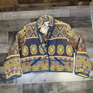 Dress Barn Women’s XL Vintage Southwestern Tribal Blazer Woven Bolero Jacket NWT - Picture 1 of 11