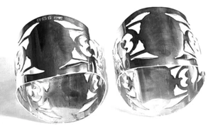 QUITTING EBAY SALE Pair Fabulous Sterling Silver Napkin Rings Hallmark 1922 rgg6 - Picture 1 of 15