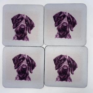 German Wirehaired Pointer of 4 Coasters with no-slip backing Custom Neoprene - Bild 1 von 3