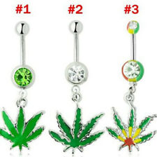  Marijuana Leaf Dangle Navel Ring Belly Button Cannabis leaf design body jewelry