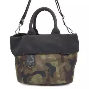 Bolso de Mano PRADA Camuflaje 2WAY Nylon Negro/Verde BR4521 - Imagen 1 de 20