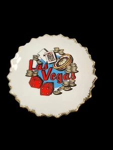 Las Vegas Decorative 5" Plate Wall Plaque W/ Gold Trim Vintage Made In Korea Ace - Picture 1 of 10
