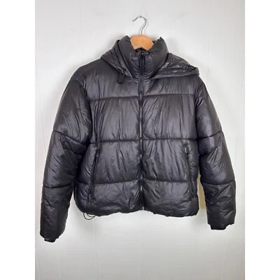 Zara Puffer Jacket Hooded Quilted Padded Winter Coat Black XS - Image 1 of 4