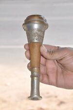 Old Brass & Wooden Handcrafted Cut Work Engraved Tobacco Hukka Pipe / Chilam