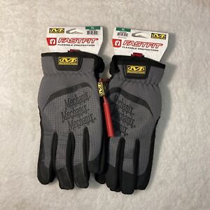 New Lot of 2 Mechanix Wear FastFit Work Gloves  X-Large XL Black / Grey Flexible
