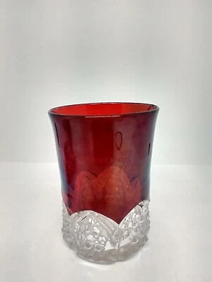 EAPG Duncan Sons Button Arches Ruby Stained Tumbler Souvenir - Image 1 of 4