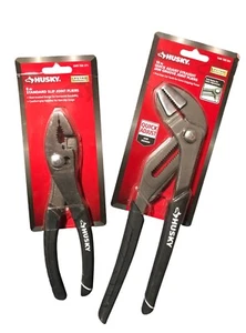 Quick Adjust Straight Jaw Groove Joint Pliers 10" And Standard Pliers 8” Husky - Picture 1 of 3