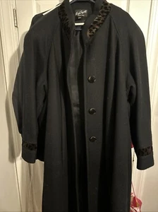 Vintage Lady Suzette langer Mantel Wollmischung USA Union Made passt 22w hat Trim - Bild 1 von 9