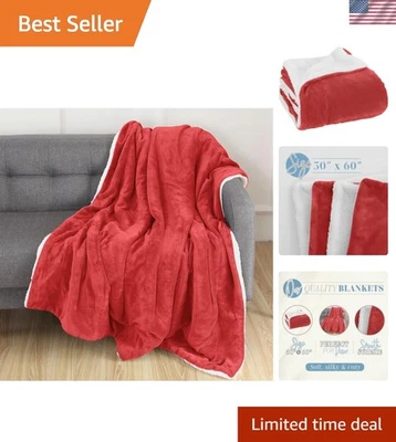 Super Soft Solid Red Throw Blanket - Reversible, 50x60 for -Round Comfort - Image 1 of 4