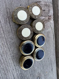 Lote de 8 Fundas Chaquetas Botones Vintage Latón Dorado Tono Esmalte Blanco Azul Glamour - Imagen 1 de 6
