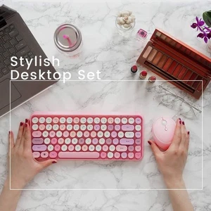 Perixx PERIDUO-713 Wireless 2.4 GHz Cute Keyboard and Mouse Combo, Retro Round - Picture 1 of 8