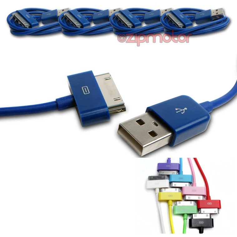 4PCS USB DATA POWER CHARGER CABLE DOCK CONNECTOR APPLE NEW IPAD IPHONE IPOD BLUE - Image 1 of 1