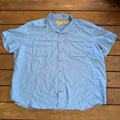 The Foundry Men Button Up Summer Blue Shirt Size 5XL Performance Fabric UPF 40+ - Image 1 of 4