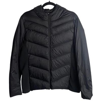 Chaqueta acolchada acolchada de invierno con capucha Aspen para mujer talla XL negra con relleno de pato Foto 1 de 4