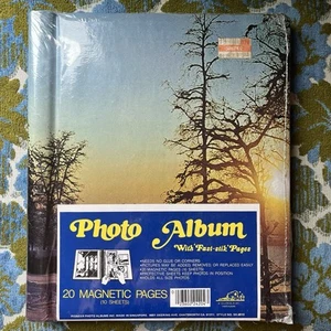 NOS Vintage Pioneer Photo Album 20 Fast Stick Pages Magnetic Sheets Sunset Trees - Picture 1 of 5