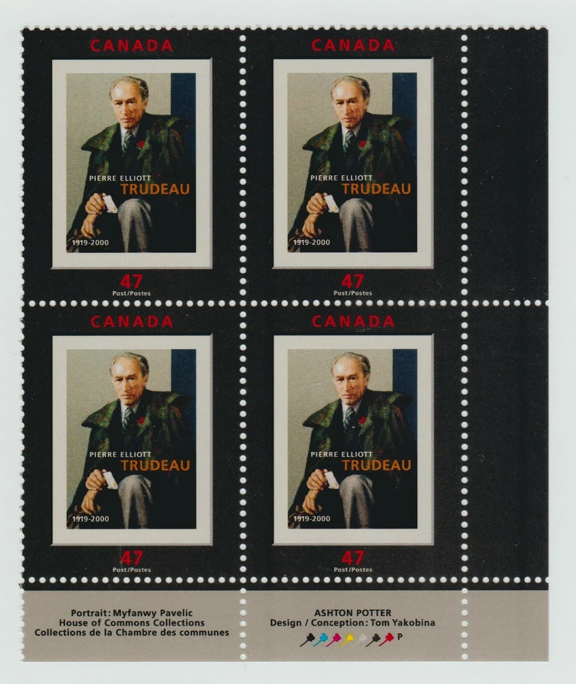 2001 Canada SC# 1909 LR - Pierre Elliott Trudeau - Plate Block M-NH # 3496d - Image 1 of 1