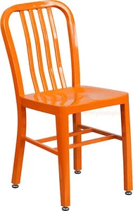 Mid-Century Orange 'Navy' Style Dining Chair Cafe Patio Restaurant In-Outdoor - Picture 1 of 4