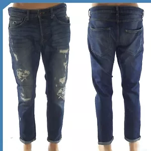H&M Vaqueros Hombre Azul Pitillo Talle Bajo Destroyed It 48 W34 L32 M Medio - Imagen 1 de 6