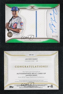2018 Topps Definitive Collection Relic Green /25 Javier Baez #ARC-JB Auto