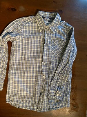 Childrens Place M (7-8) Boys Button Down Shirt Plaid Blue and Yellow - Image 1 of 3