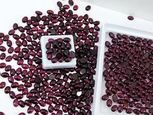 250 Ct Natural Rhodolite Garnet Oval Cabochon 250 Pcs Lot Loose Gemstone - Picture 1 of 22