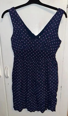 Jack Wills Women's Mini Dress UK 10 Blue Lined 100% Cotton Bow Rear Patterned - Image 1 of 4