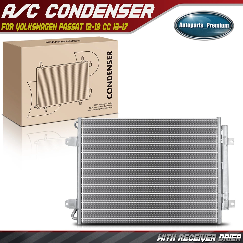 Condensador de aire acondicionado con receptor secador para Volkswagen Passat 13-15 18-19 CC 2013-2017 Foto 1 de 4