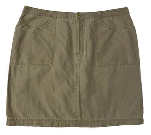 Sigrid Olsen SO Blue Khaki Beige Denim Pencil Skirt Women Size 14 Pockets - Picture 1 of 11