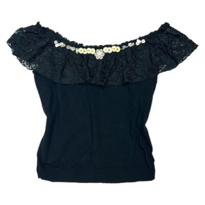 Blumarine Off The Shoulder Embellished Beaded Knit Top - Picture 1 of 4