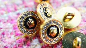 6 pieces  Versace   buttons smaller    gold & black  crown 11 mm 0,4 inch