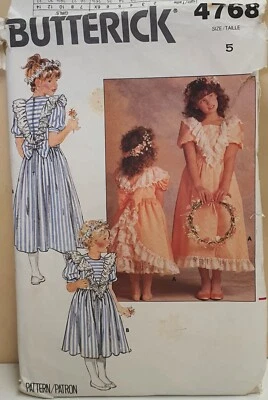 Vintage Butterick Pattern 4768 c1987 Cut Size 5 Children’s and Girls Party Dress - Image 1 of 4