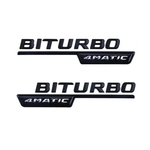 Matte Black Biturbo 4Matic Emblem Vent Fender Badge For Mercedes-Benz C117 X117 - Picture 1 of 8