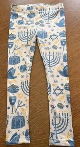 NEW Girls Urban Smalls Hanukkah Holiday Leggings Sz6 White/Blue & Yellow - Picture 1 of 7