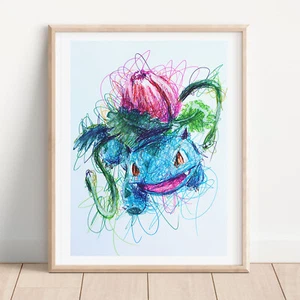 Estampado con bolígrafo Ivysaur, póster de arte de Pokémon - Imagen 1 de 3