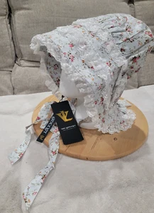 Von Lancelot Pioneer Settler Costume Little House Prairie Floral Lace Hat Bonnet - Picture 1 of 12