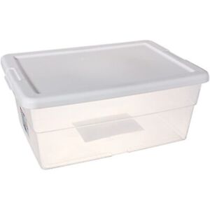 Sterilite 16 Quart Basic Clear Storage Box with White Lid (1 Container 1 lid)