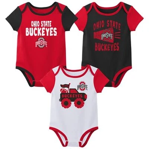 Outerstuff NCAA Infant Unisex Ohio State Buckeyes Variety 3-Pack Bodysuit Set - Picture 1 of 4