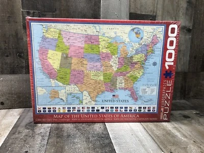 Map Of The USA 1000 piece jigsaw puzzle by Eurographics 680mm x 490mm SEALED NEW - Image 1 of 4