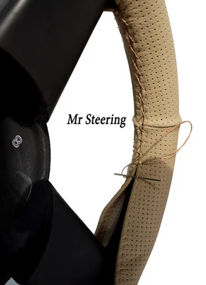 Funda De Volante De Cuero Real Perforado Beige Para Rover 45 (1999-2005) Nueva - Imagen 1 de 2