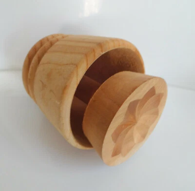 Antique Wooden Butter Print Mold Stamp Flower Primitive Pennsylvania Amish 8"h - Image 1 of 4