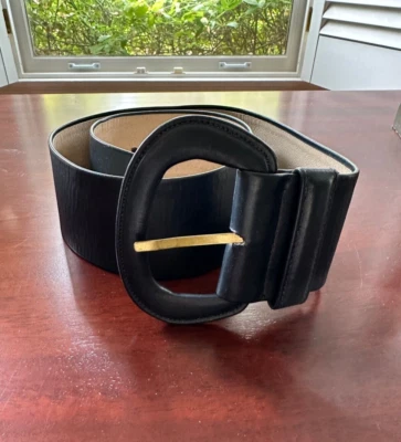NEW Vintage 1980's Anne Klein for Calderon NAVY Leather Belt~ SMALL Made In USA - Image 1 of 4