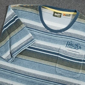 Camicia Howler Brothers Terry in tessuto uomo blu medio verde a righe serape piscina - Foto 1 di 7