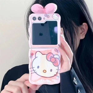 Cute Z Flip 6 Samsung Case Kawaii Character with Bow Protective Cover Anti-drop - Bild 1 von 6