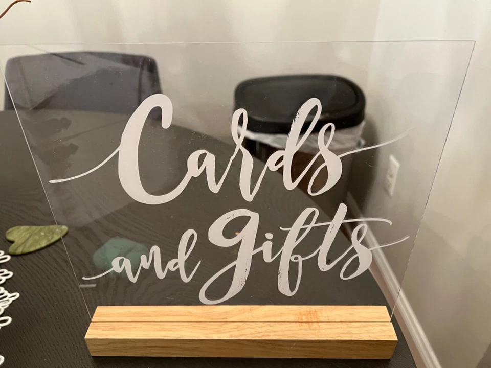 Gifts and Cards Clear Glass Look Acrylic Weddding Sign - Image 1 of 1