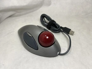 Logitech T-BC21 PC Mouse Ambidextrous Trackman Trackball Red Marble Ergonomic - Picture 1 of 5
