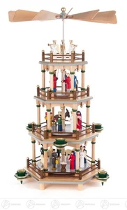 Pyramide mit Christi Geburt natur 3-stöckig für Kerzen d=14mm 22,5cmx44cmx22,5cm - Bild 1 von 1